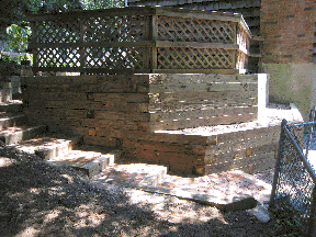 RAIL RROAD TEARED WALL AND BRICK STAIRWAY