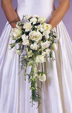 cascading orchidm silk bridal bouquet with roses