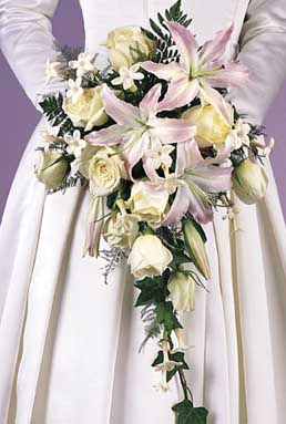 Pink Lily Cascading Silk Bridal Bouquet