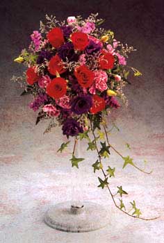 red rose Cascading Silk Bouquet