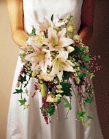 Red Velvet Rose cascading bridal silk bouquet