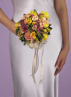 Cream and Yellow Silk Bridal Bouquet
