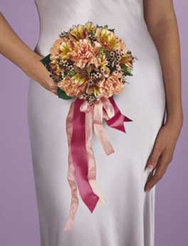 Peach Silk Bridal Bouquet with roses